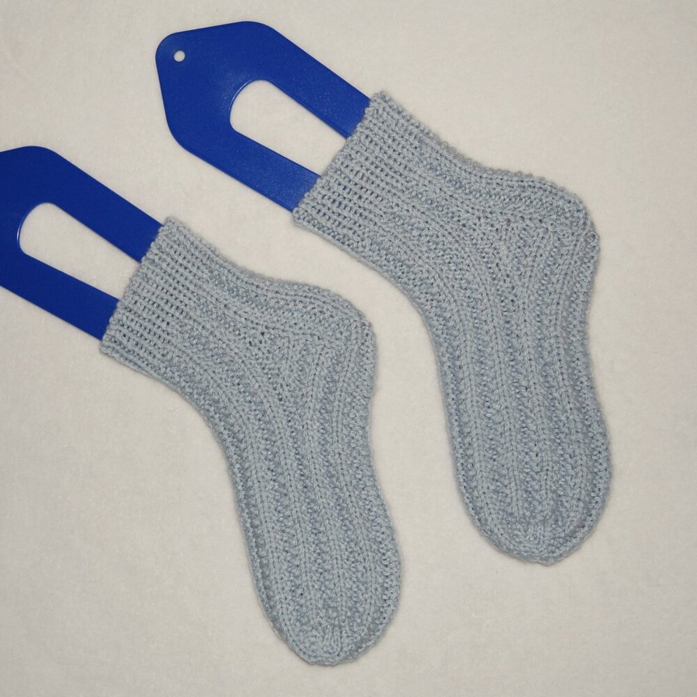 NEW Handmade Ankle Socks, Light Blue, Women Size M (US 8-8.5)